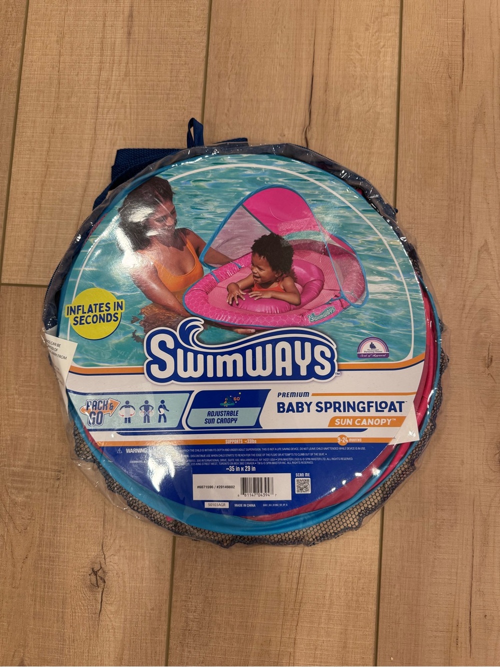 Swimways Pink Baby SpringFloat with Sun Canopy